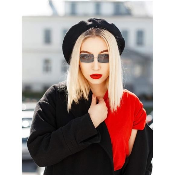 3 Pairs Rimless Rectangle Sunglasses Tinted Frameless Eyewear Vintage Transparen - Picture 3 of 6